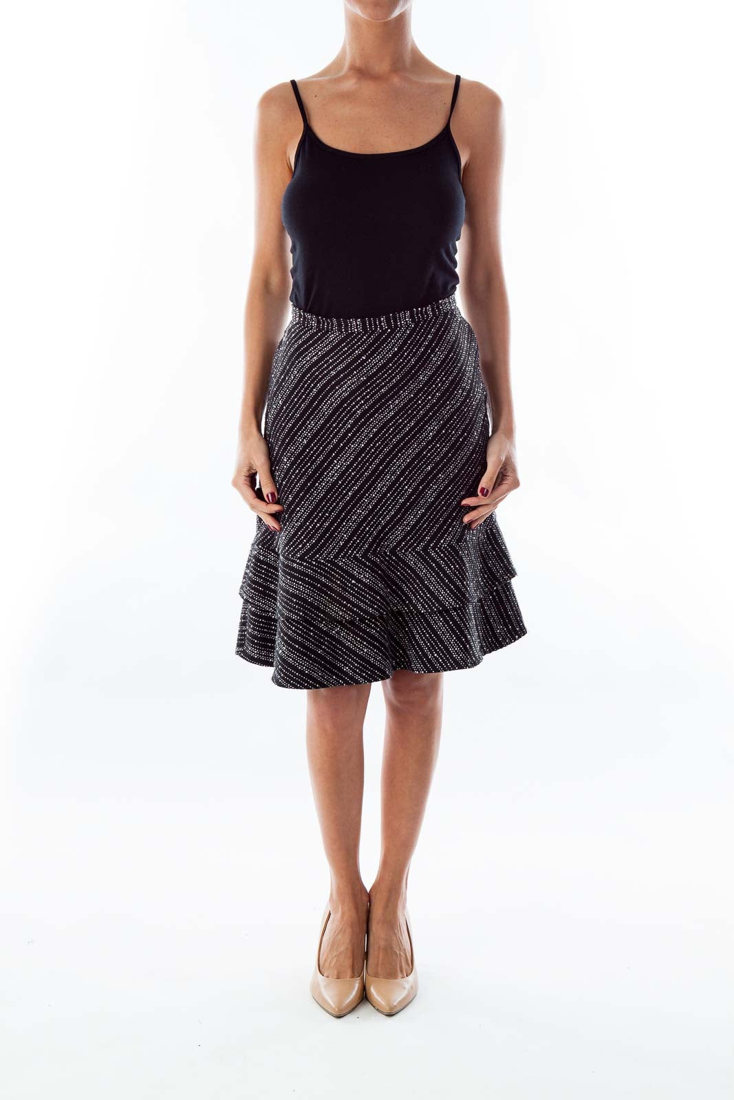 Black A-Line Speckled Skirt