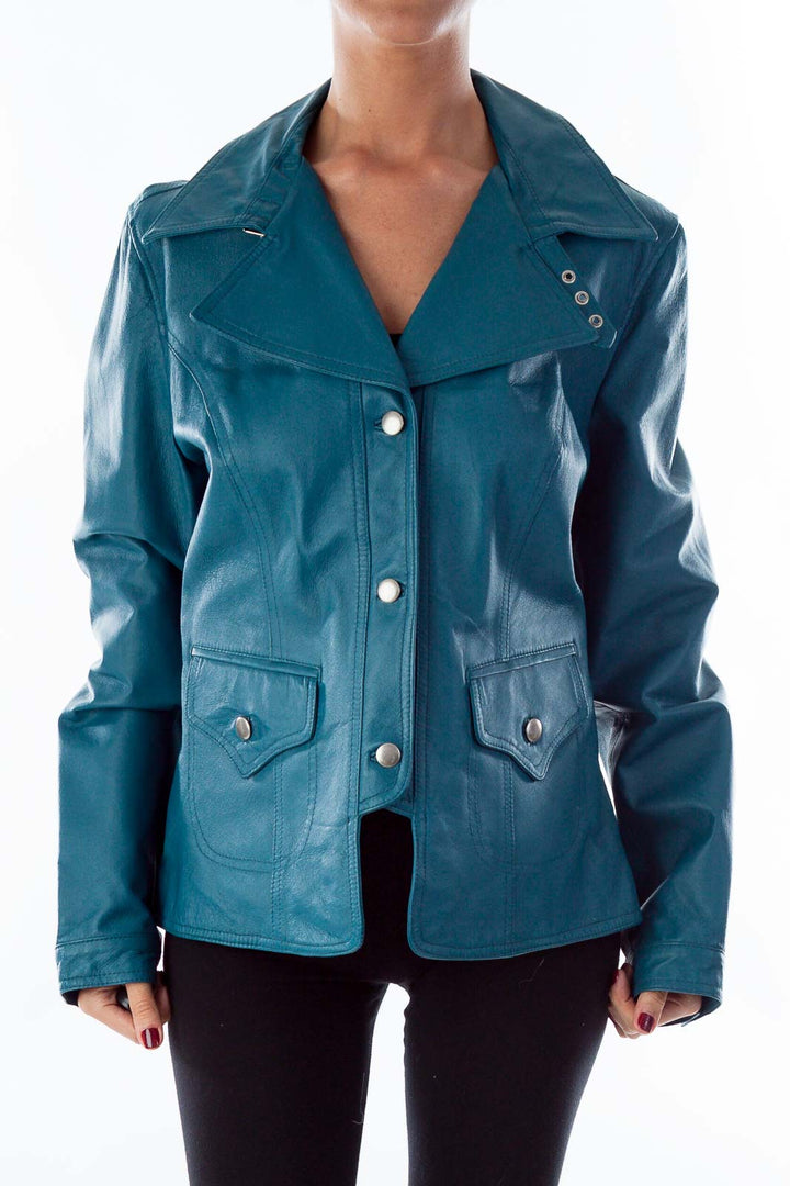 Turquoise Leather Jacket