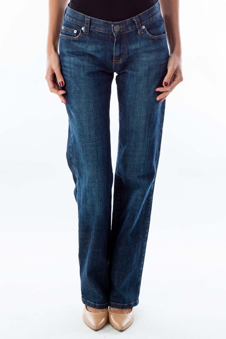 Dark Blue Boot-Cut Jeans