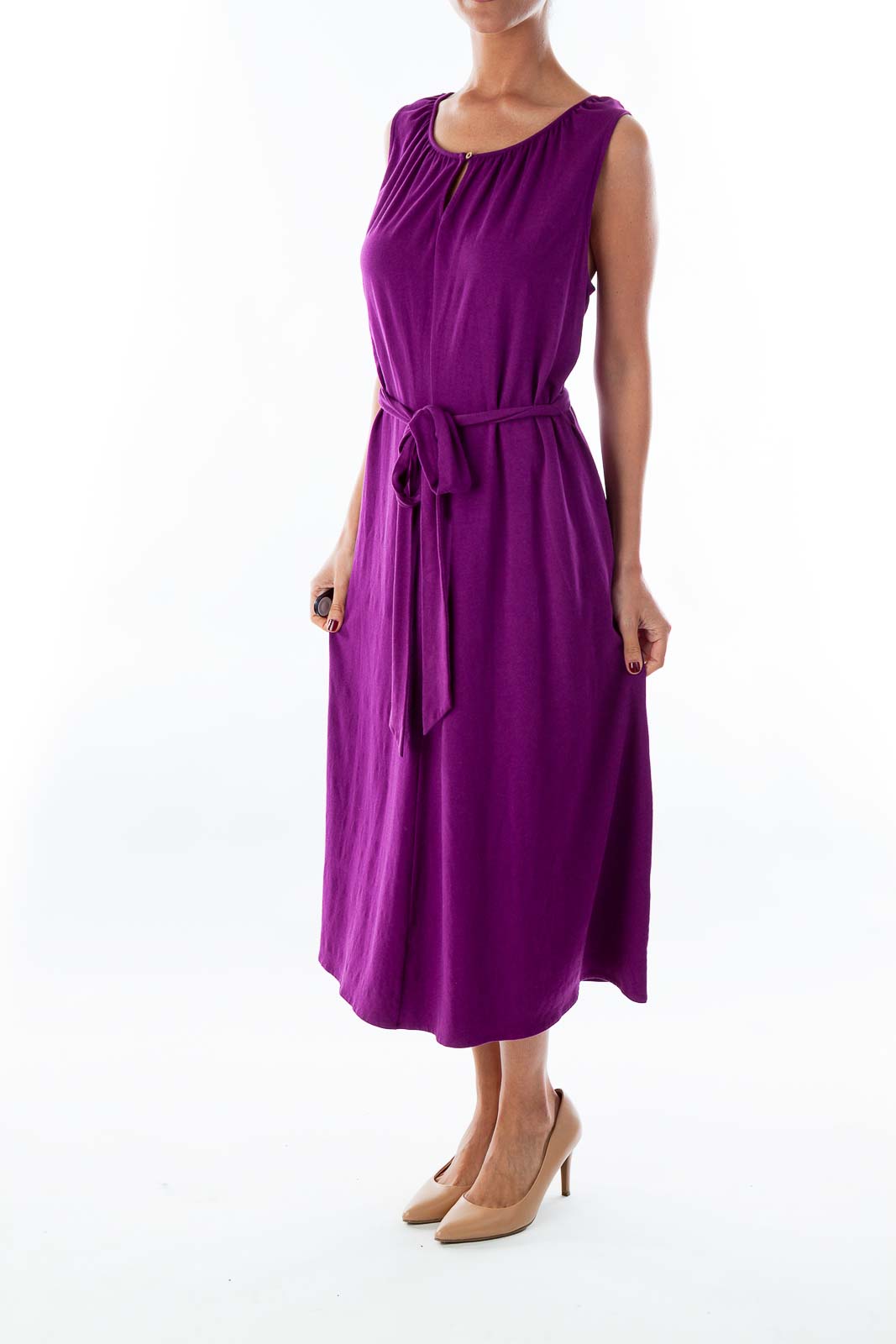 Purple Belted Day Dress