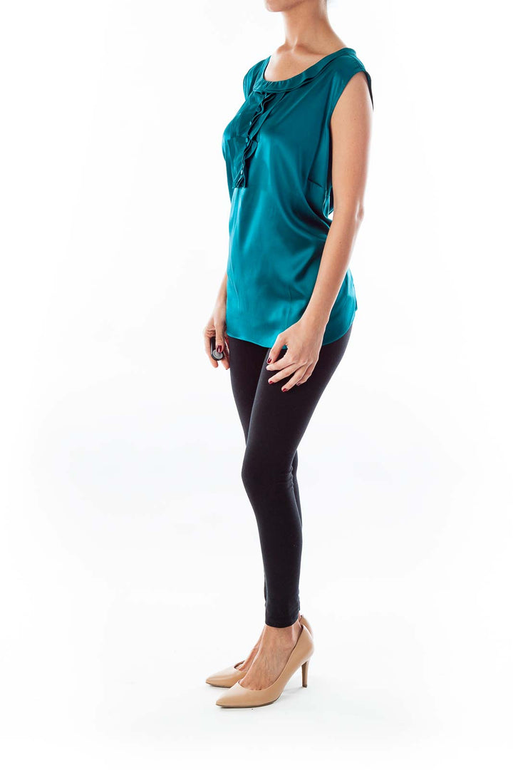 Turquoise Satin Top