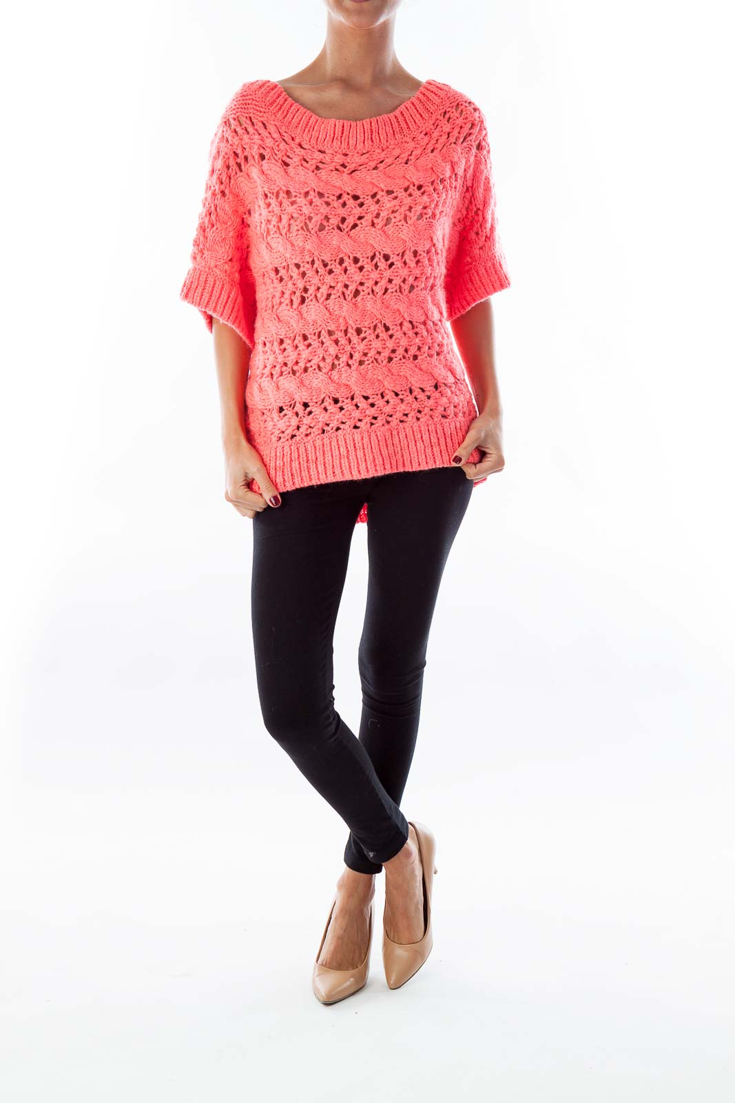 Hot Pink Short Sleeve Sweater