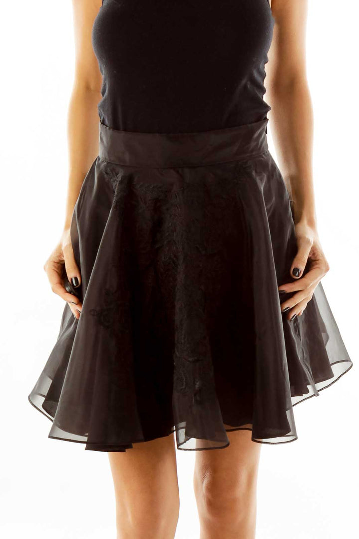 Black Embroidered Skirt