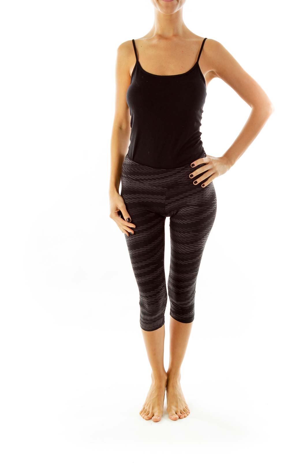 Black & Gray Print Yoga Pants