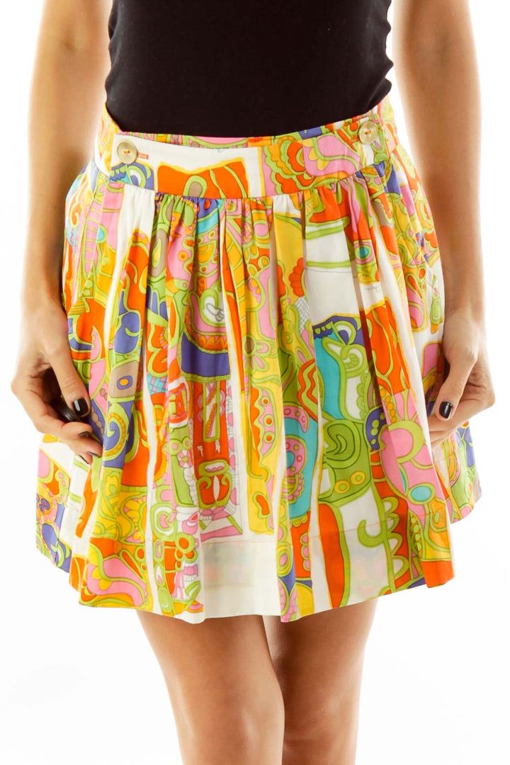 Multicolor Pleated Skirt