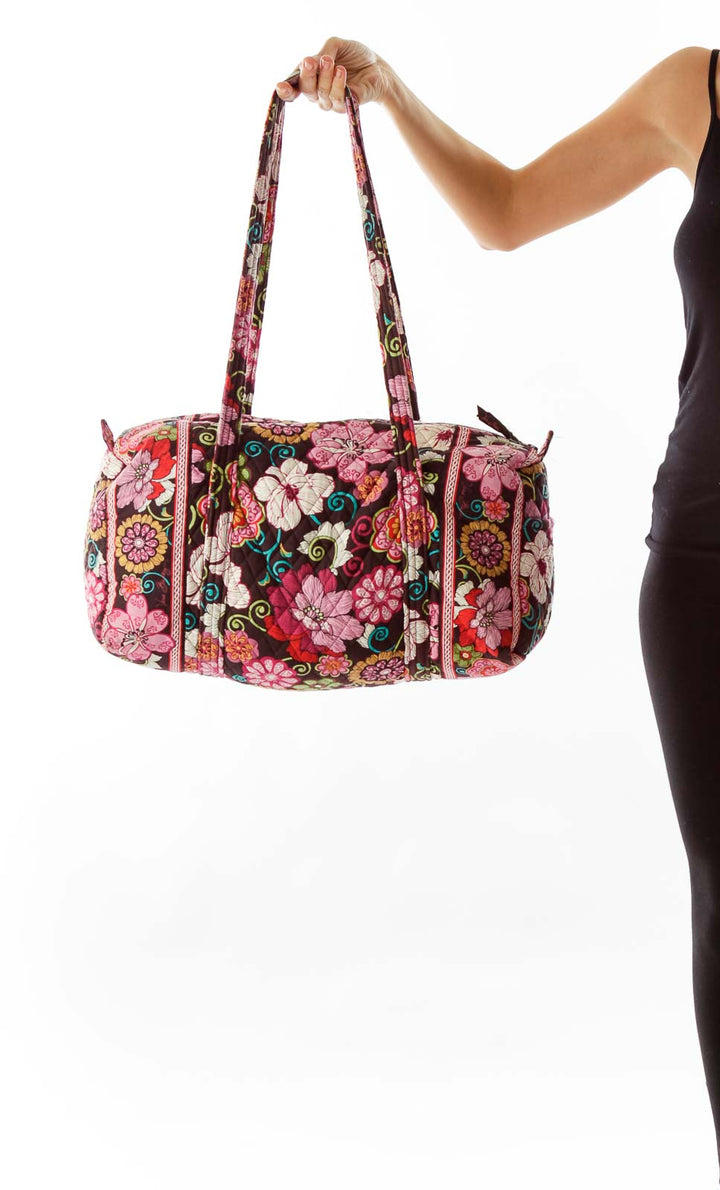 Pink Flower Print Duffle