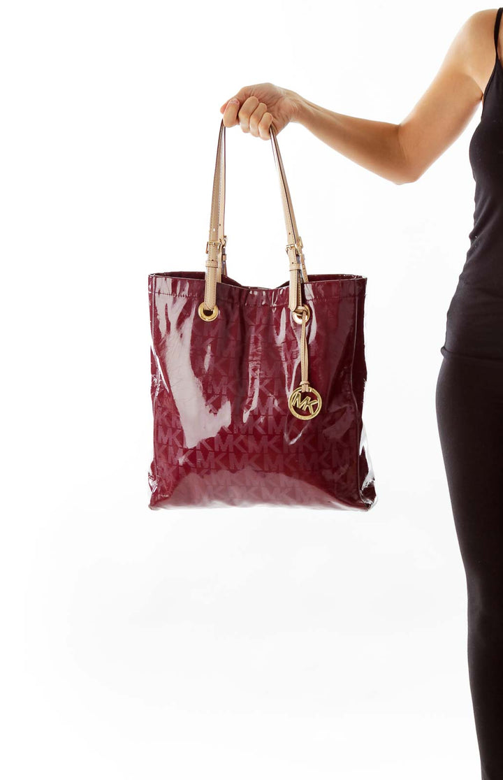 Burgundy Patent Leather Monogram Bag