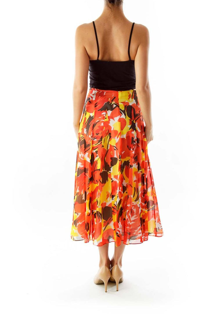 Orange Floral Skirt