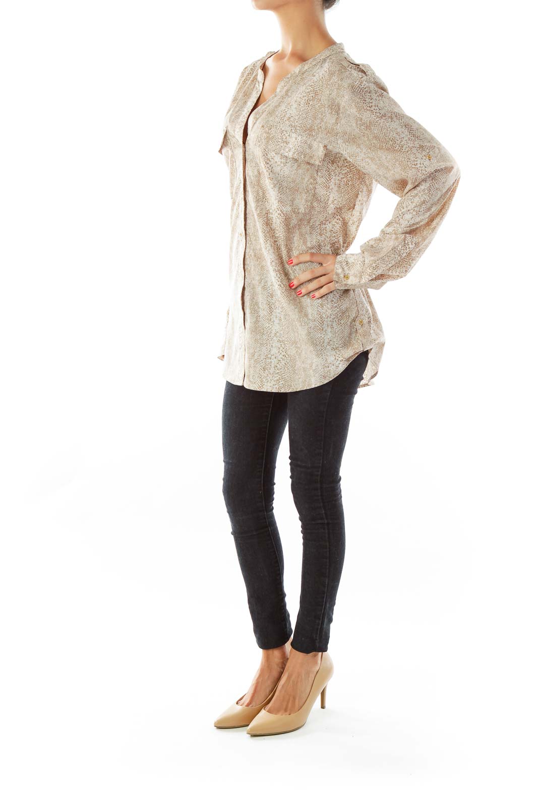 Brown Snake Skin Print Blouse