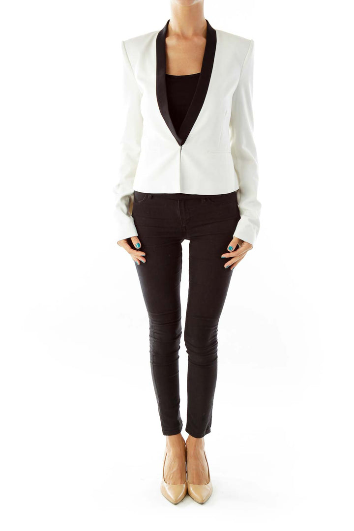 Black White Fitted Blazer