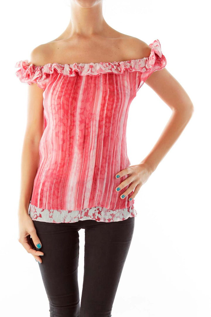 Pink Striped Sleeveless Blouse