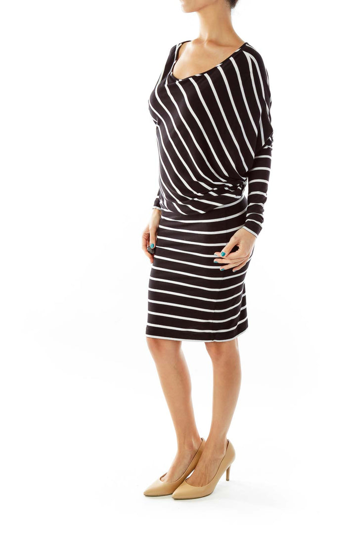 Black White Striped Jersey Dress