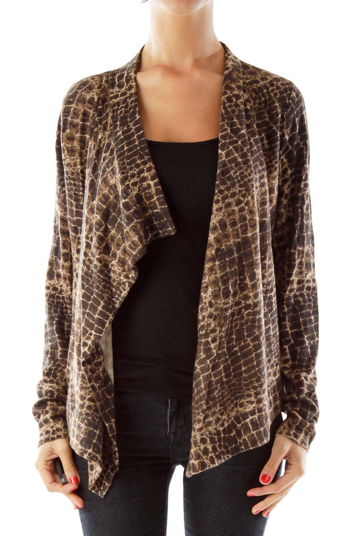 Brown Snake Skin Print Cardigan