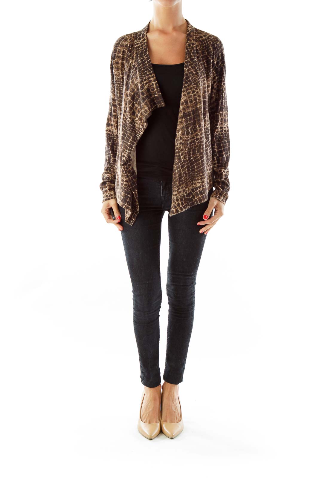 Brown Snake Skin Print Cardigan