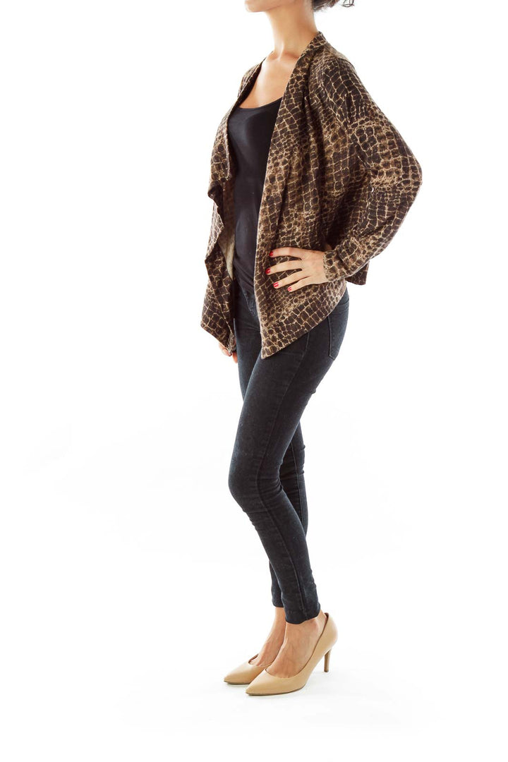 Brown Snake Skin Print Cardigan