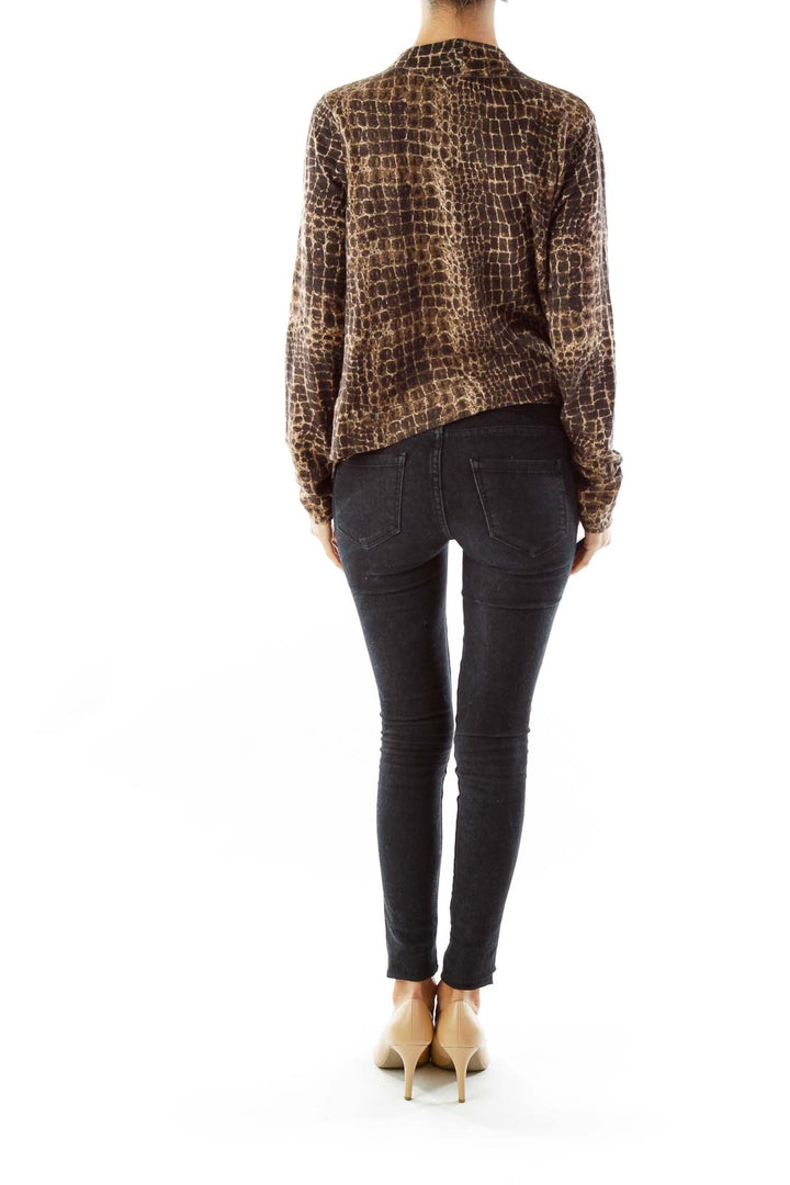 Brown Snake Skin Print Cardigan