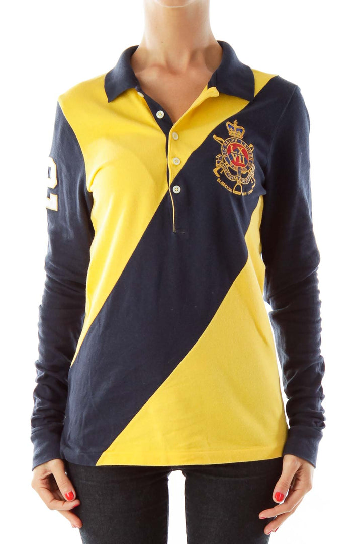 Yellow Navy Embroidered Polo