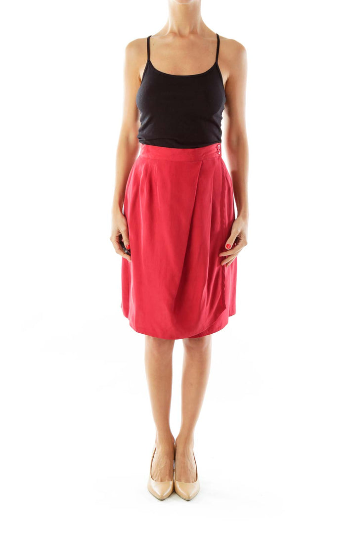 Red Silk A-Line Skirt