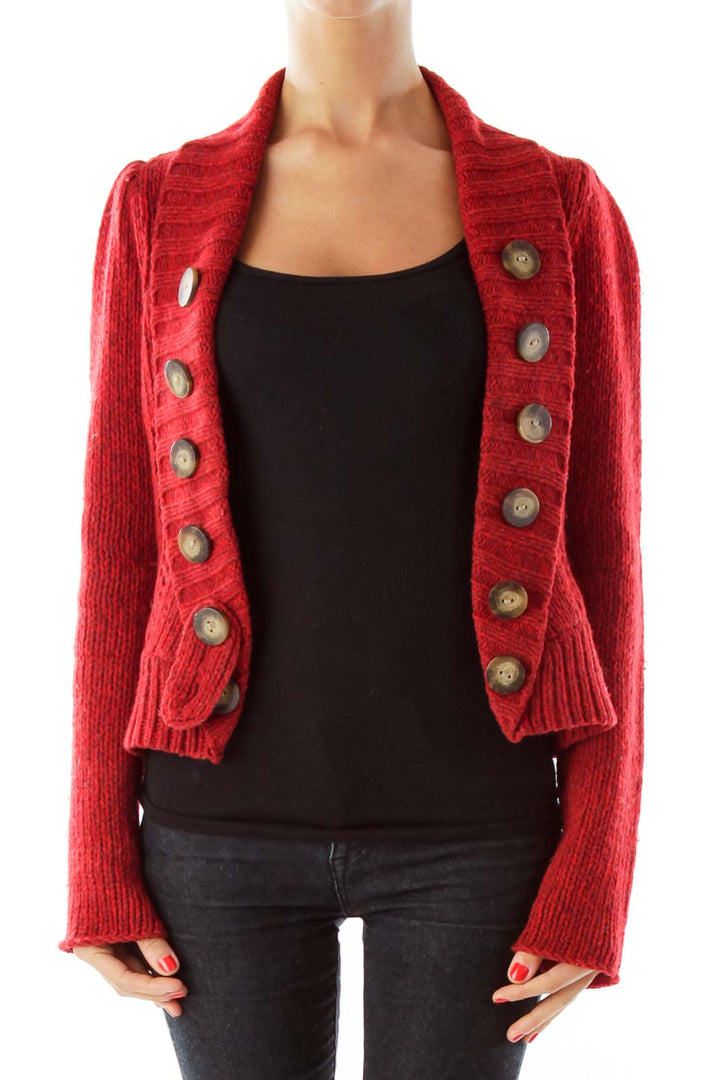 Red Wool Buttoned Sweater