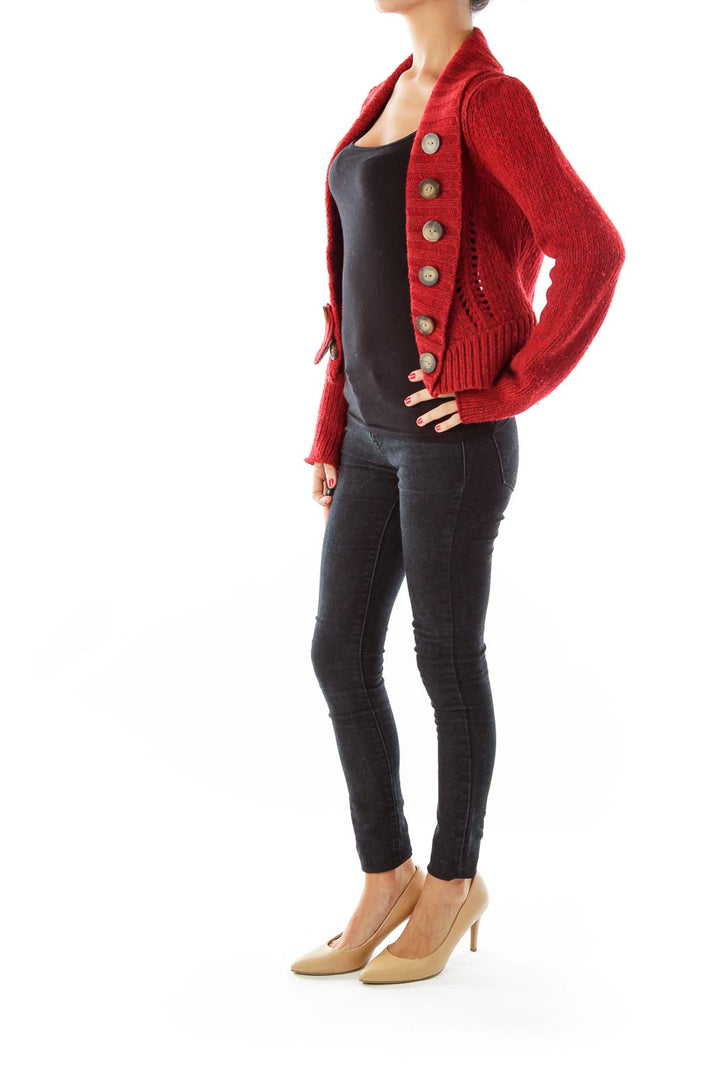 Red Wool Buttoned Sweater