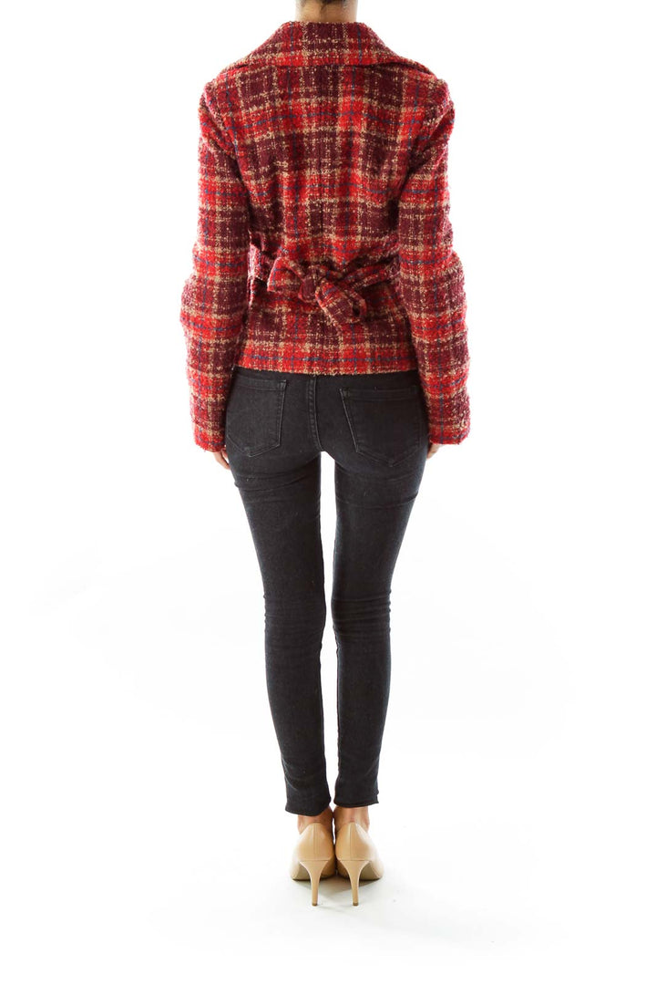 Red Tweed Belted Jacket