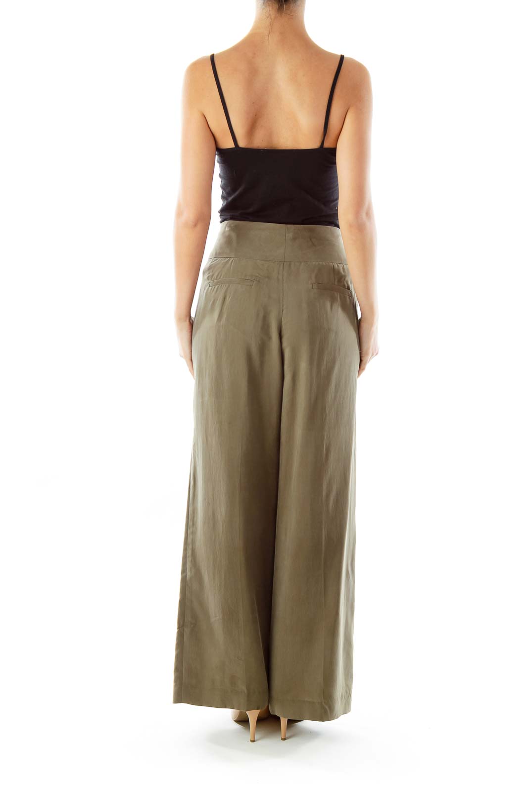 Olive Green Wide-Leg Pants