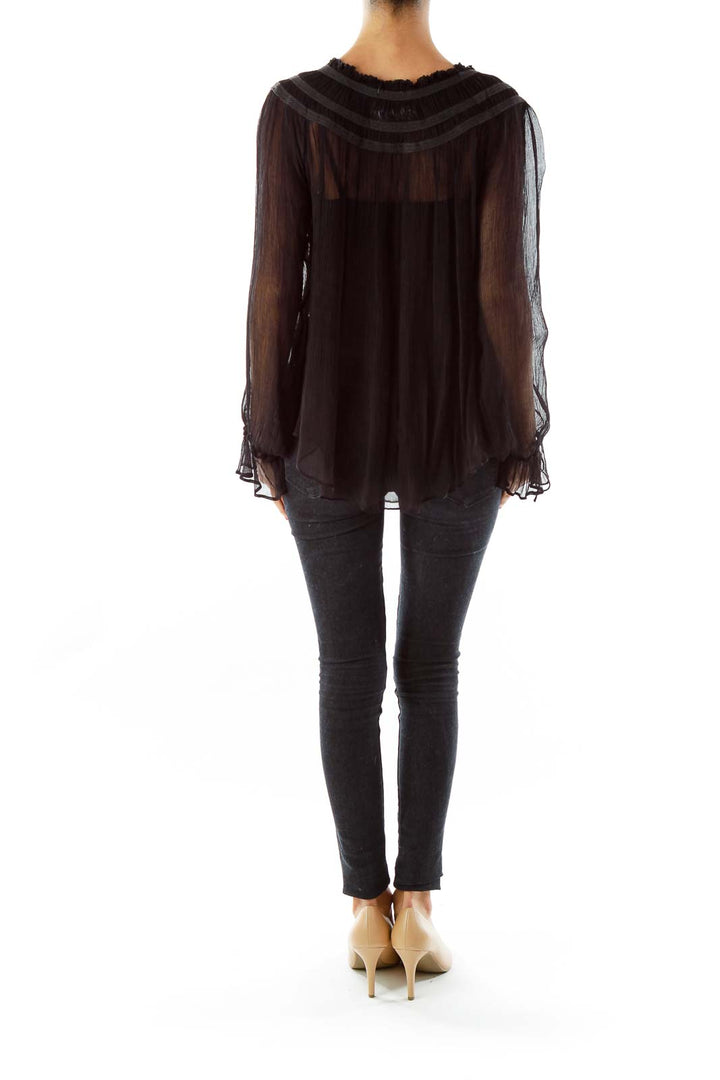 Black Sheer Loose Blouse