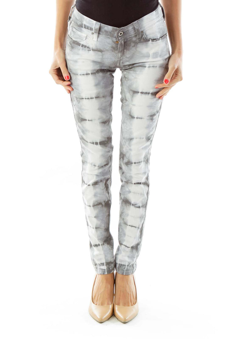 White Gray Tie Dye  Jeans