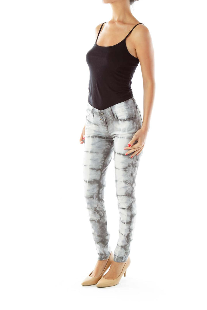 White Gray Tie Dye  Jeans