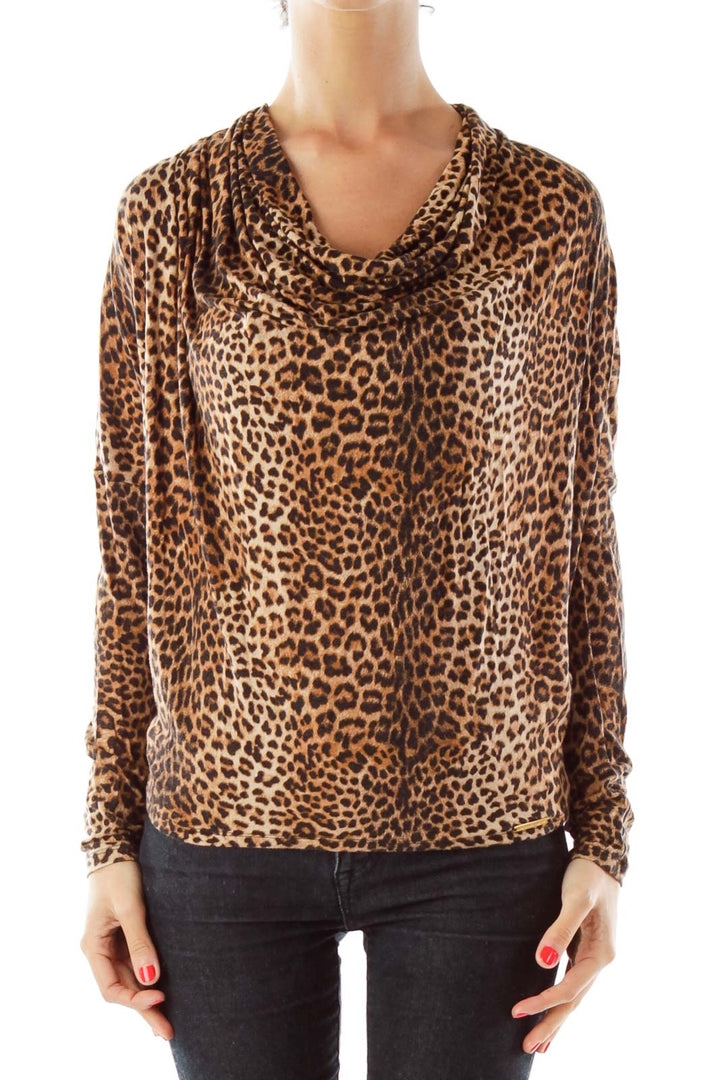 Brown & Black Cheetah Print Top