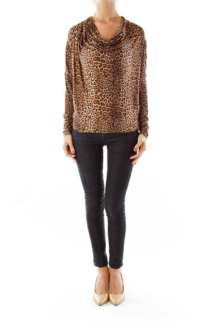 Brown & Black Cheetah Print Top