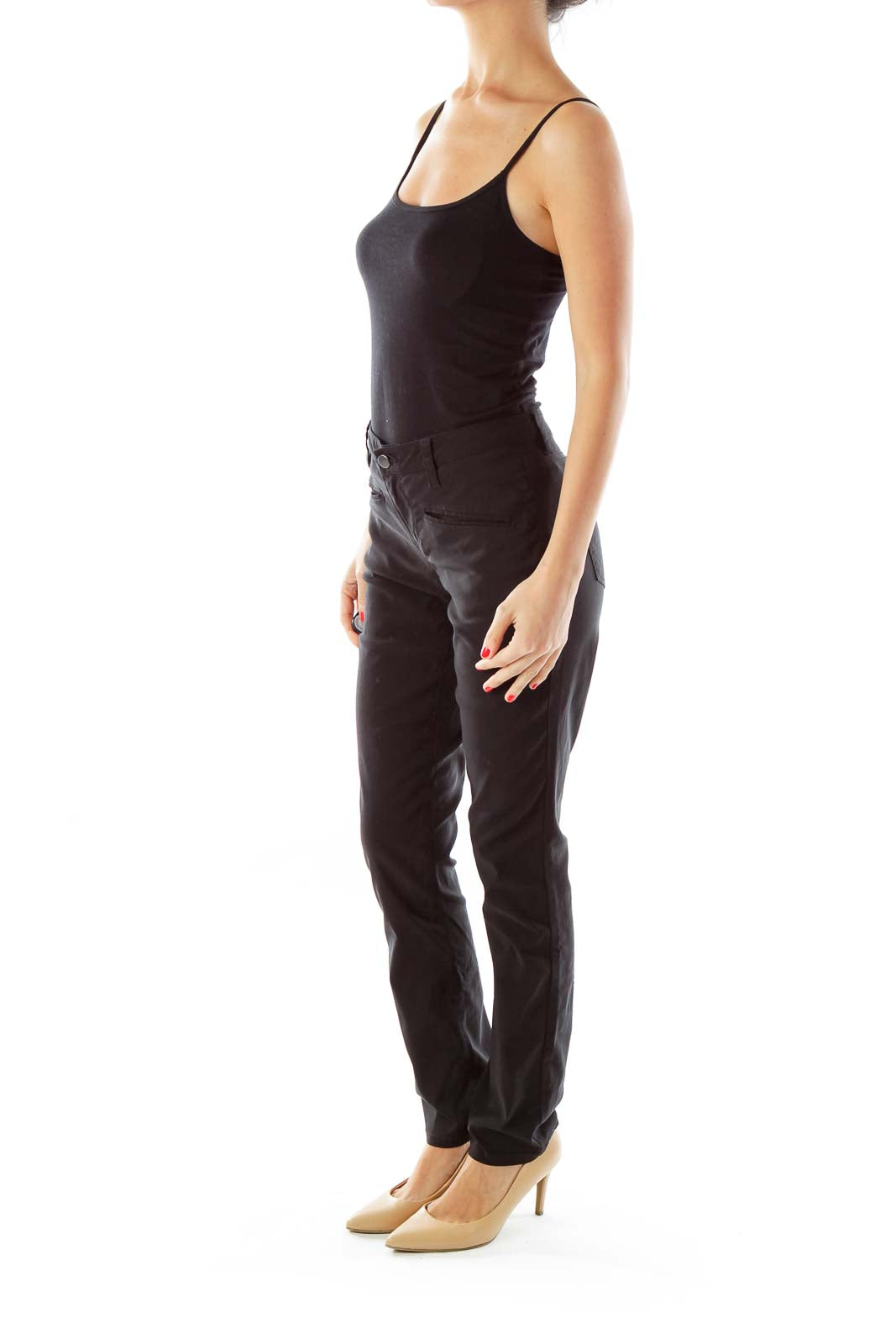 Black Denim 5-Pocket Pants