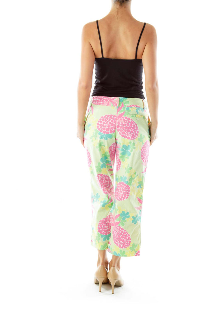 Green Pink Yellow Cropped Pants