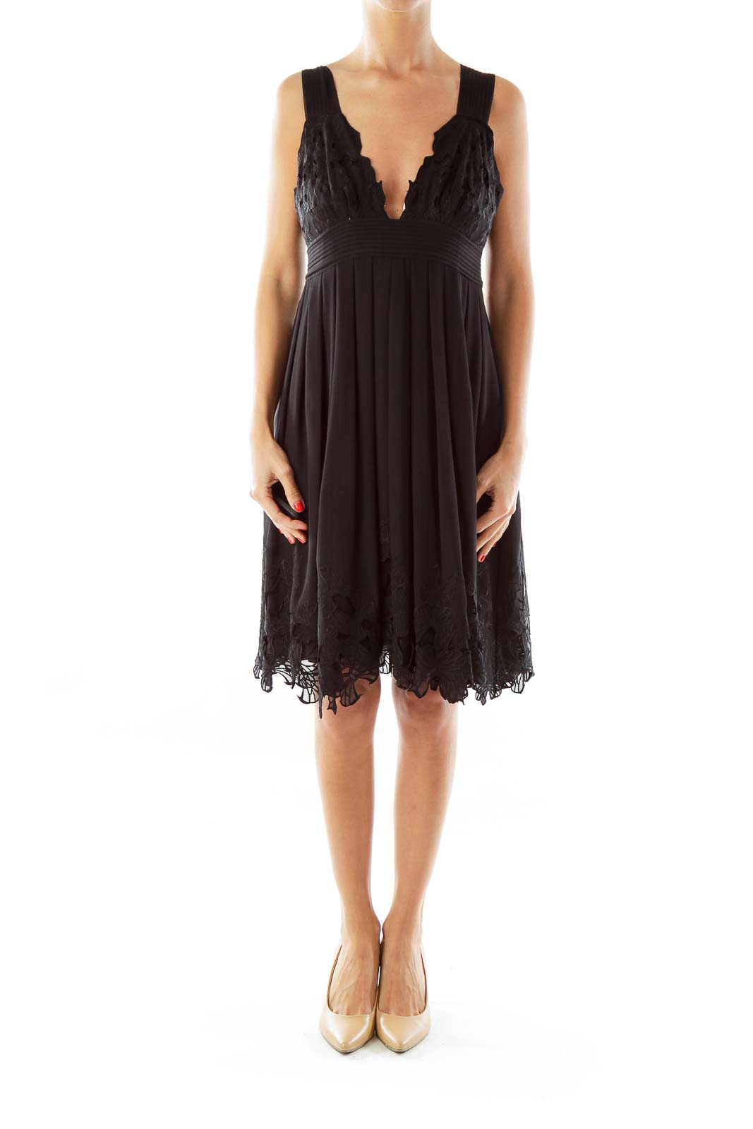 Black Embroidered Cocktail Dress