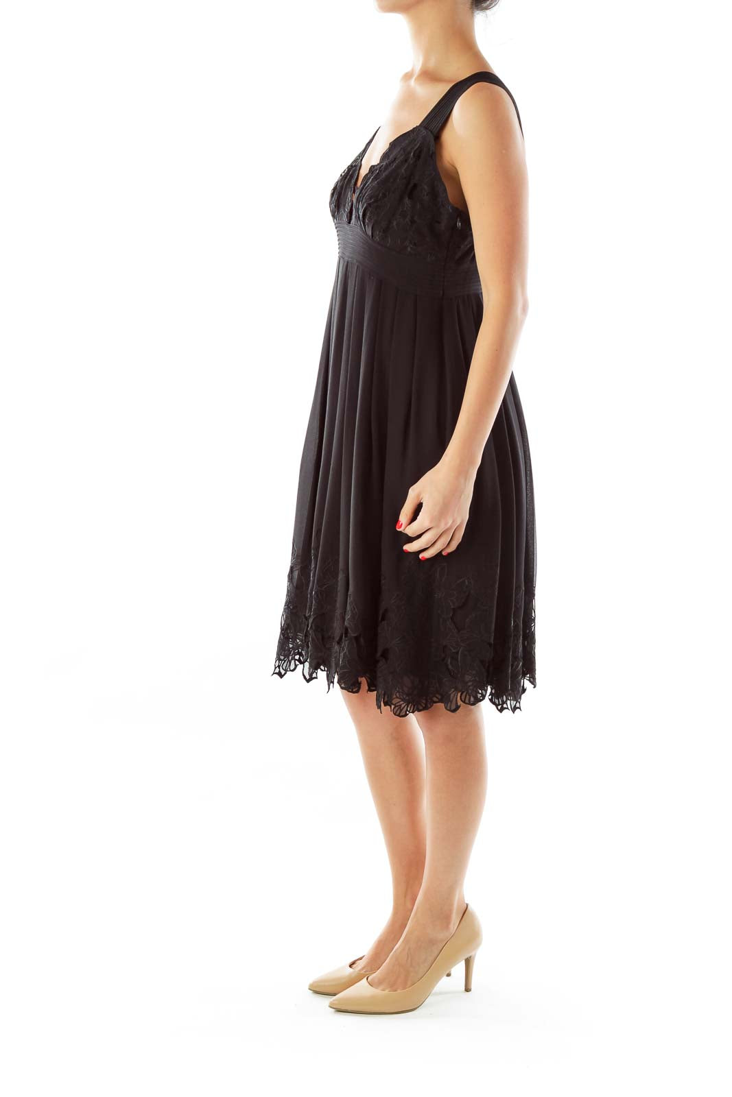 Black Embroidered Cocktail Dress