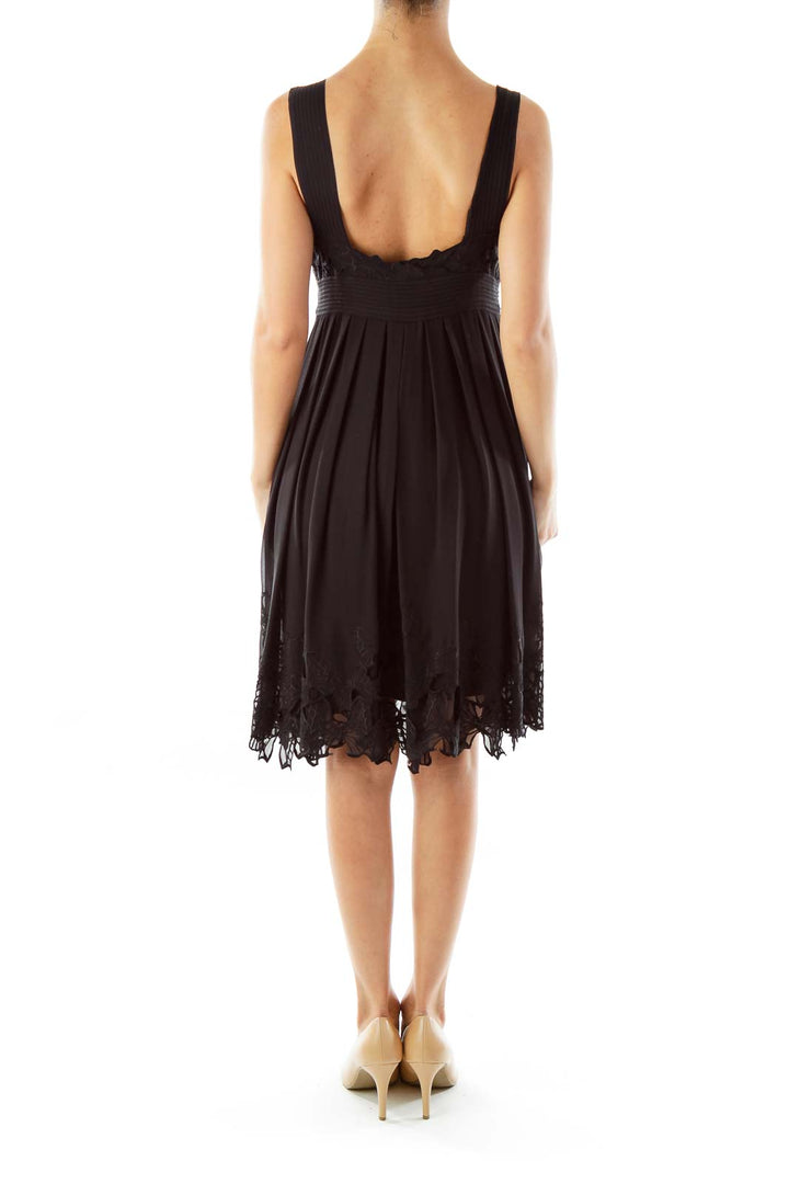 Black Embroidered Cocktail Dress