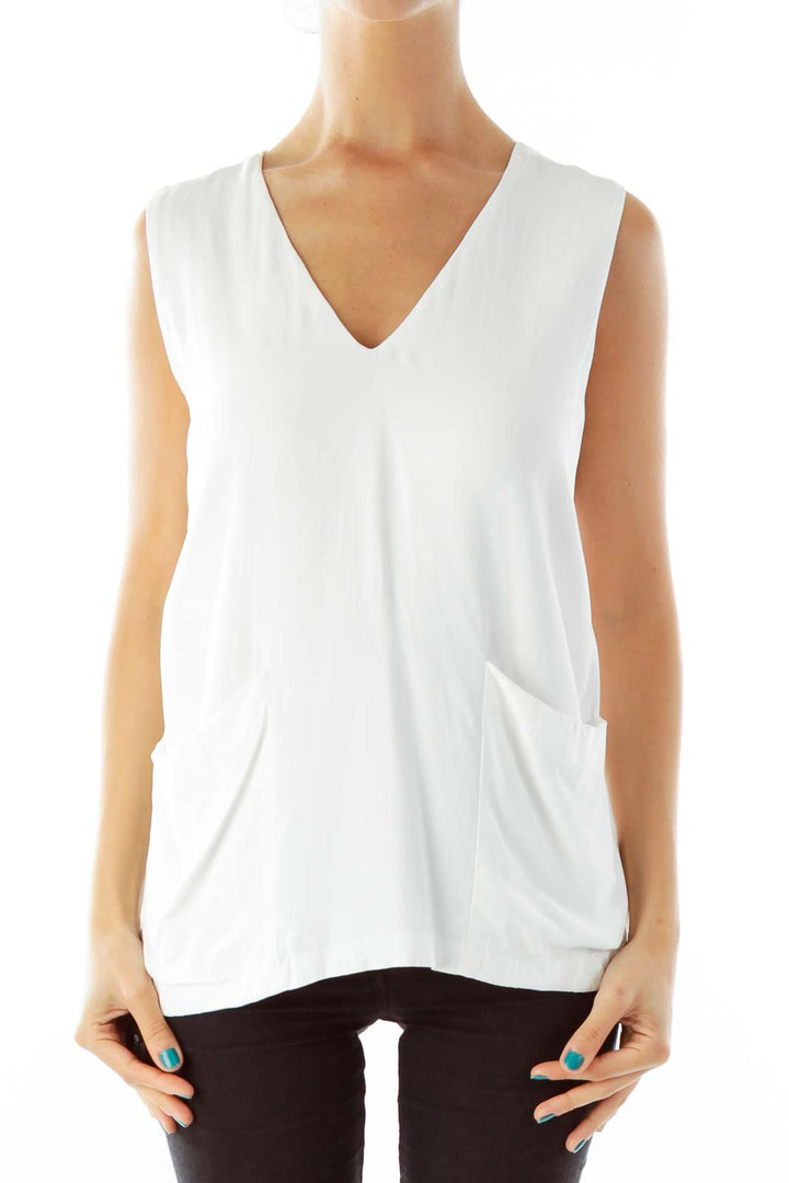 White Loose Sleeveless Blouse