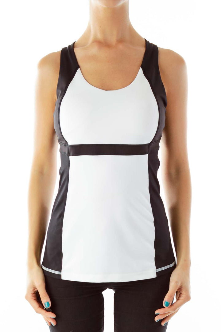 Black White Fitted Yoga Tank Top