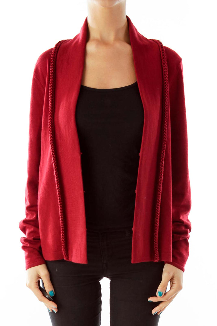 Red Merino Wool Cardigan