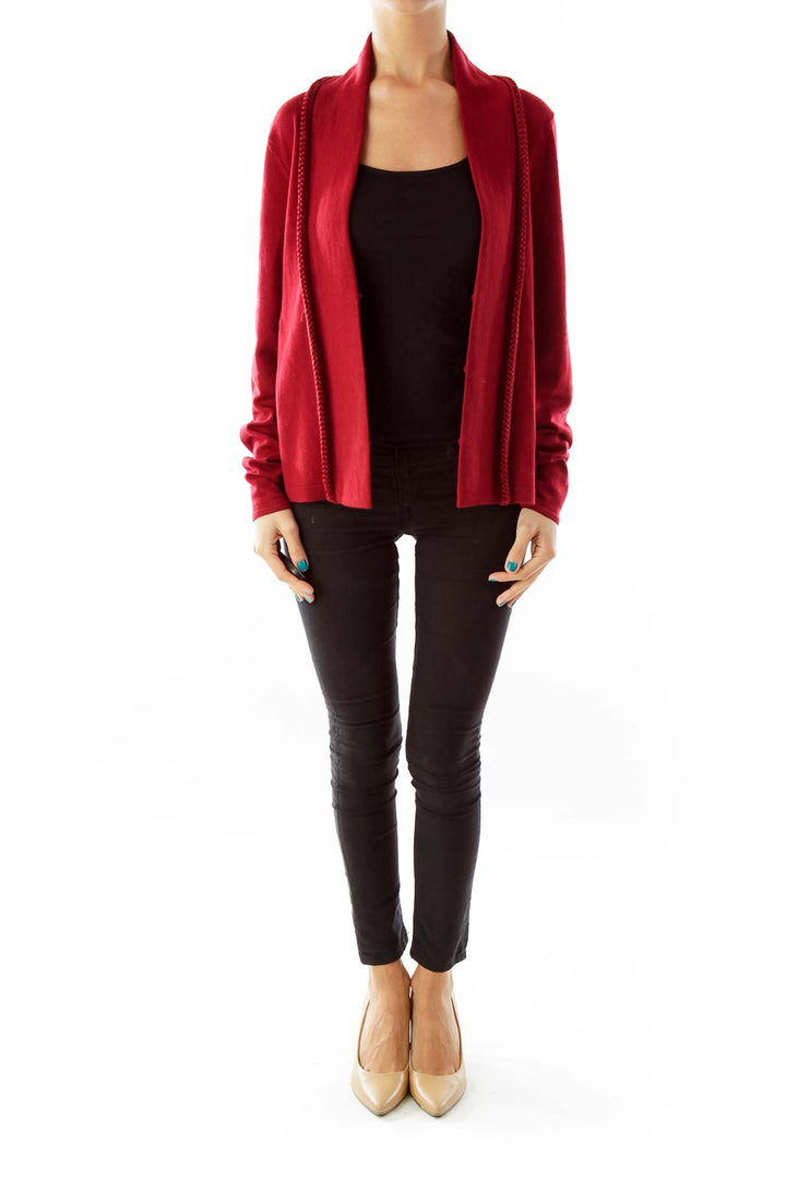 Red Merino Wool Cardigan