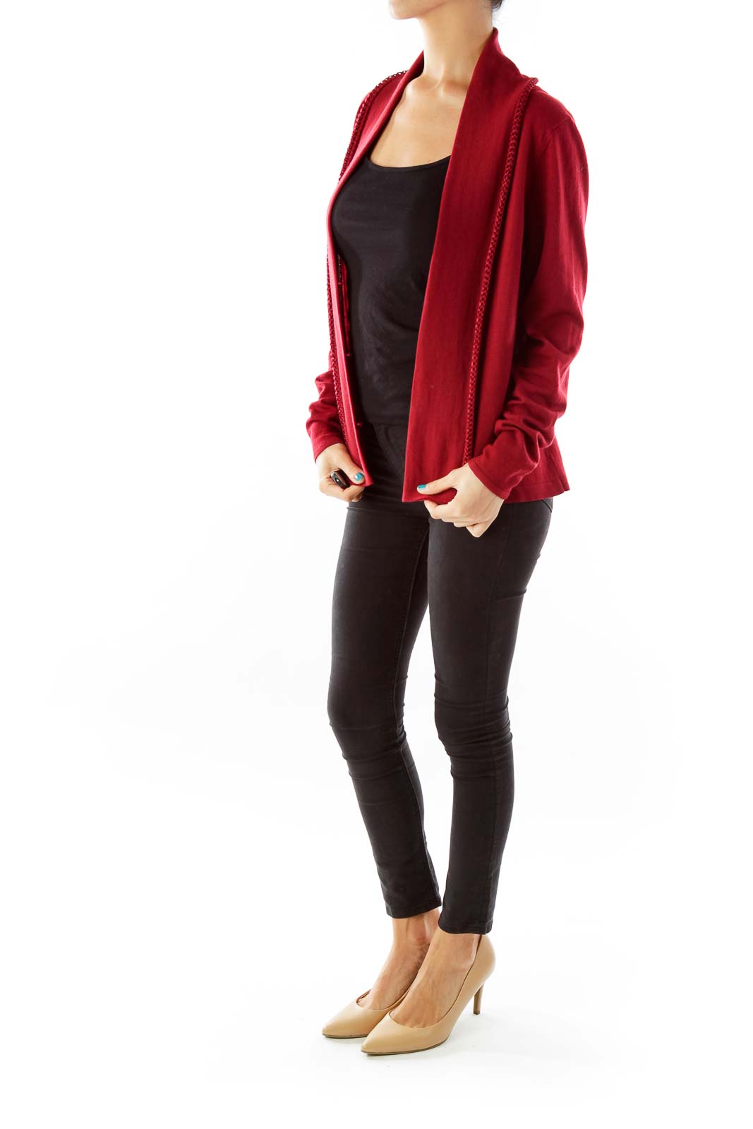 Red Merino Wool Cardigan