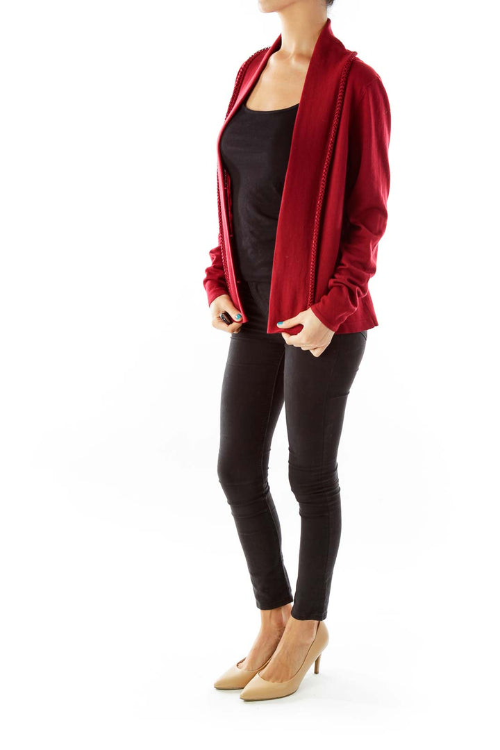 Red Merino Wool Cardigan