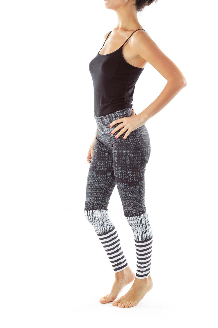 Black White Striped Yoga Pants