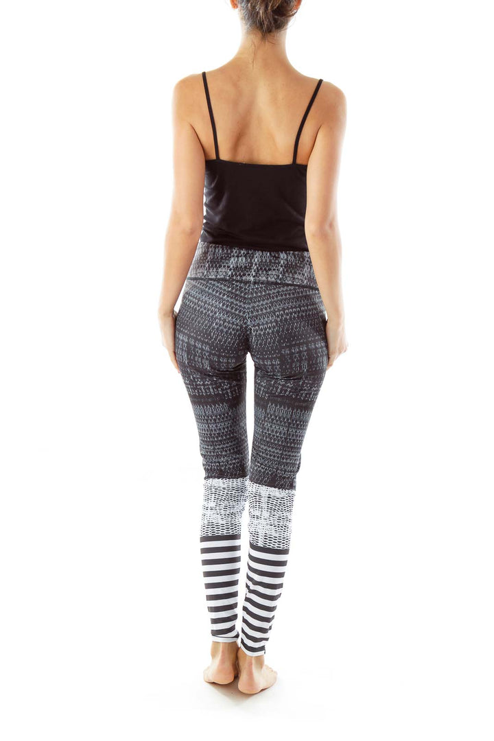 Black White Striped Yoga Pants