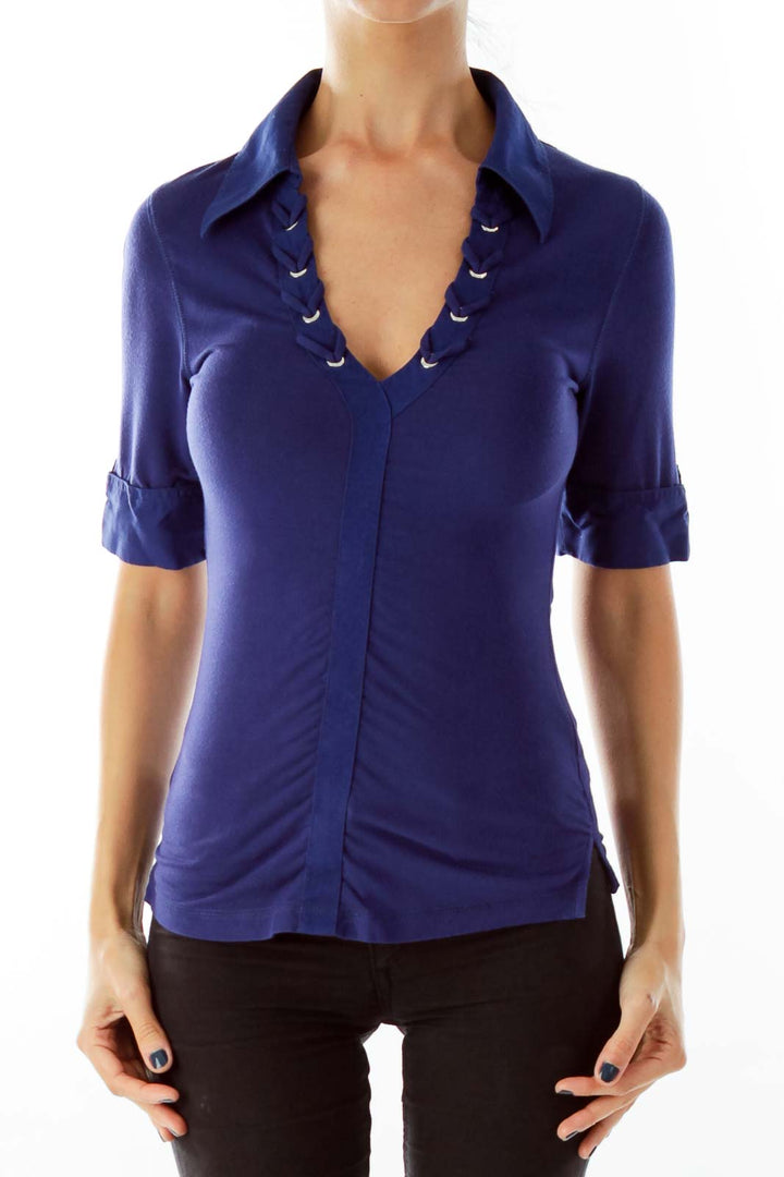 Navy V-neck Top