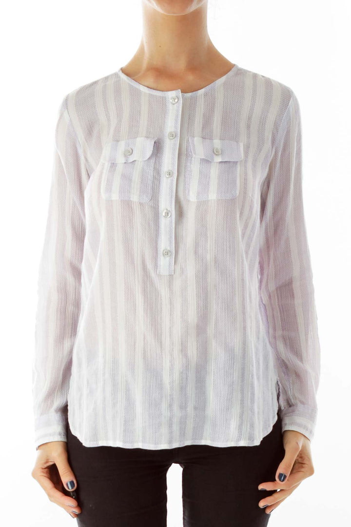 Lavender & White Striped Top