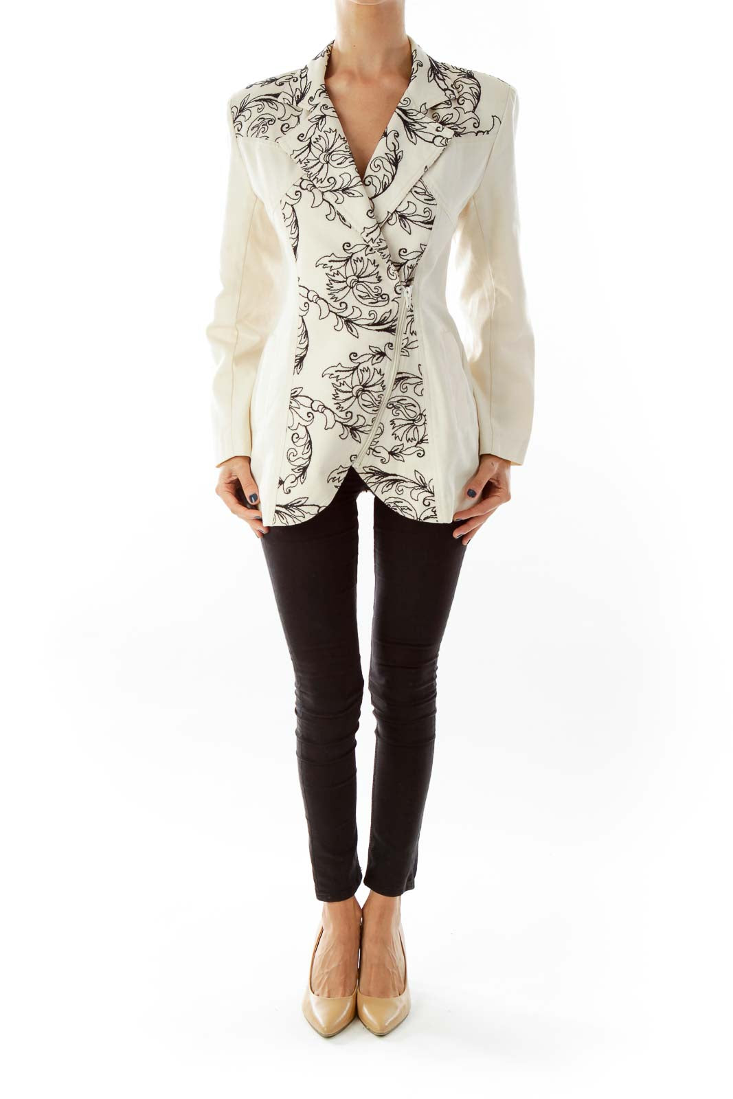 Beige & Black Floral Jacket