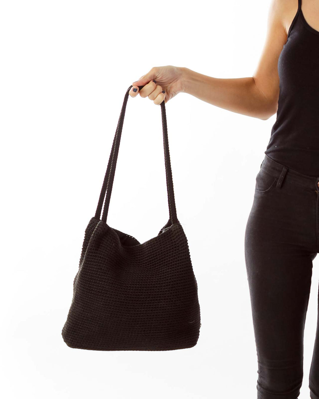 Black Woven Shoulder Bag