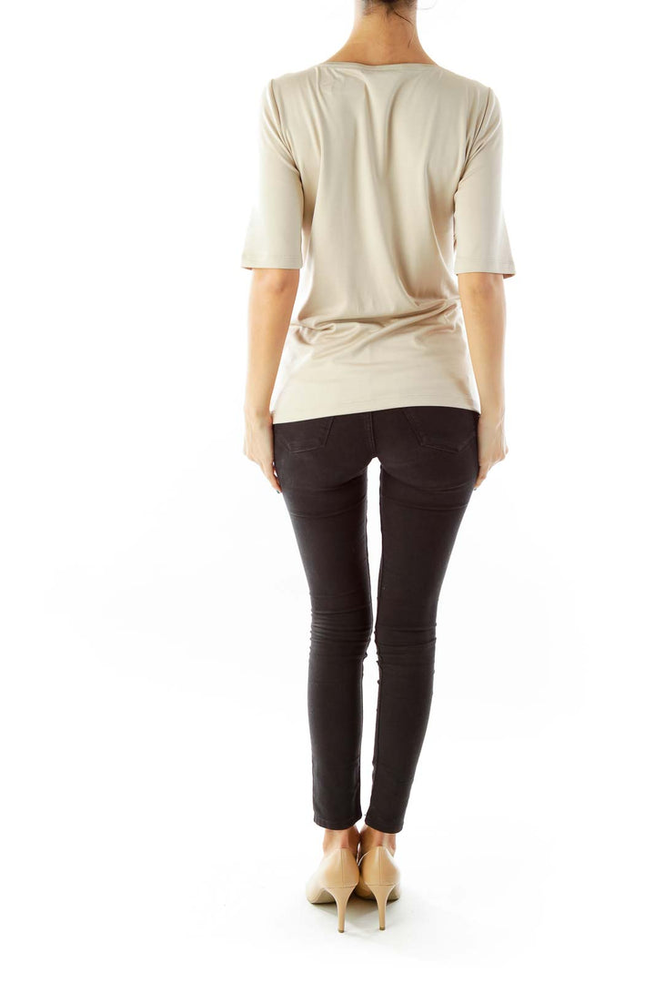 Beige Silk T-Shirt