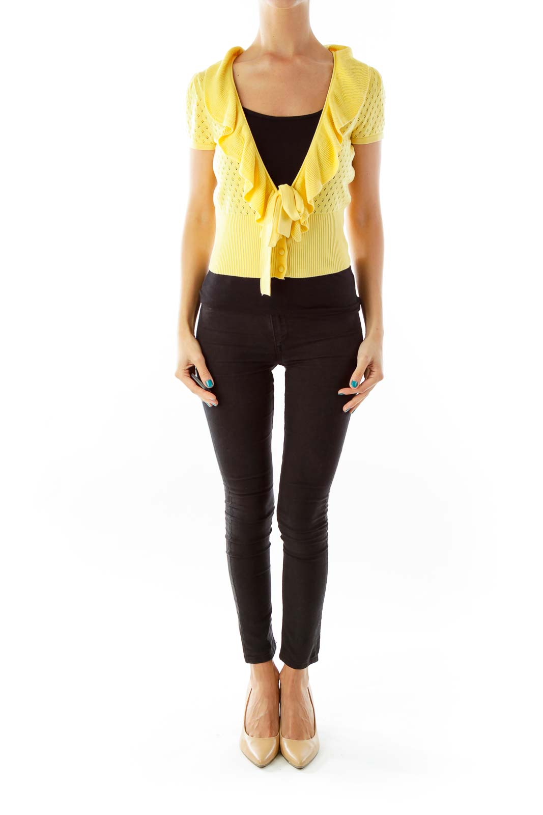 Yellow Knit Belted Top